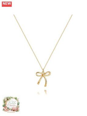 14K Gold Plated Non Tarnish Bow Necklace Hypoallergenic 14k Adjustable Choker